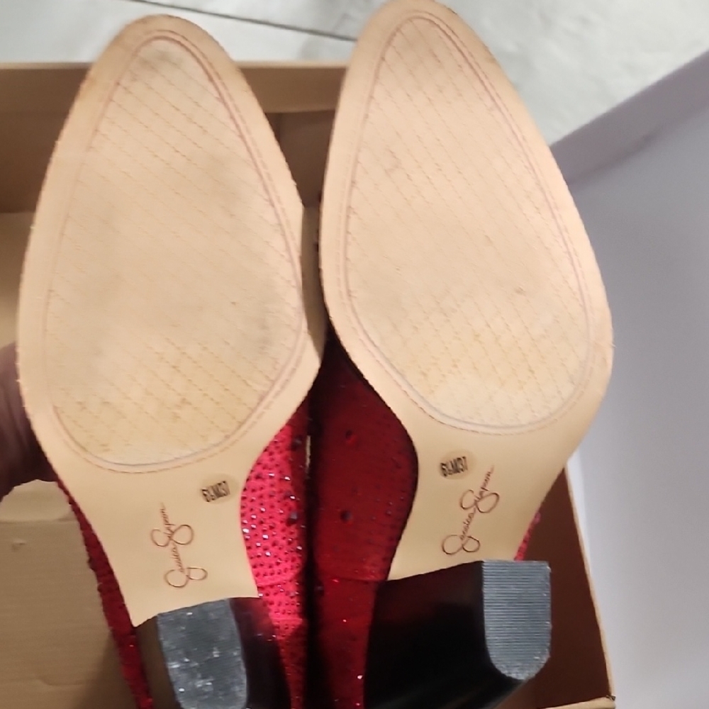 Jessica Simpson Red Embellished Women's Boots Size 6.5 - Picture 8 of 8